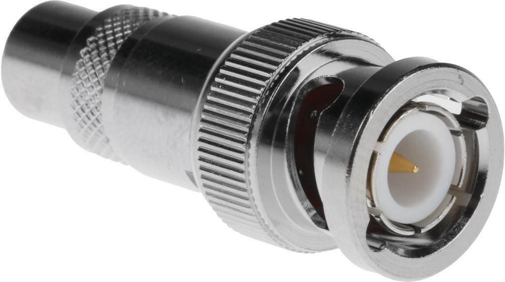 RCA Adapter, Straight, Metal, Brass, RCA Socket - BNC Plug
